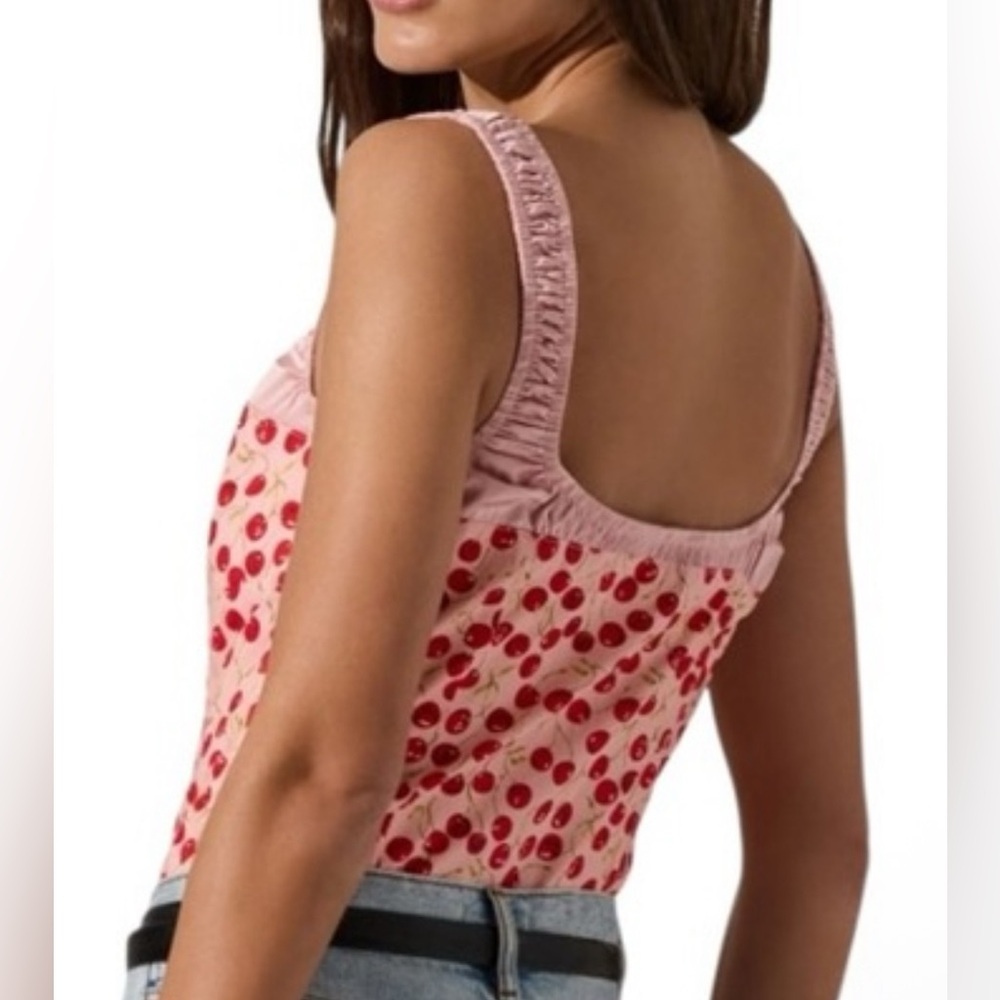 NEW Astr Pink Cherry Print Crop Top size L - Picture 10 of 12
